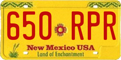 NM license plate 650RPR