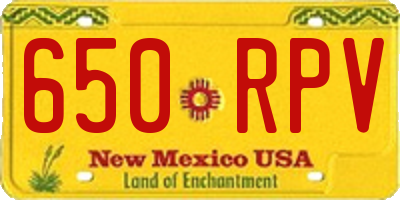 NM license plate 650RPV