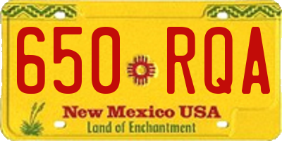 NM license plate 650RQA