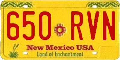 NM license plate 650RVN
