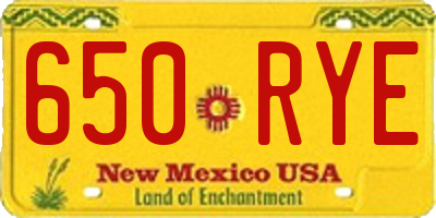 NM license plate 650RYE