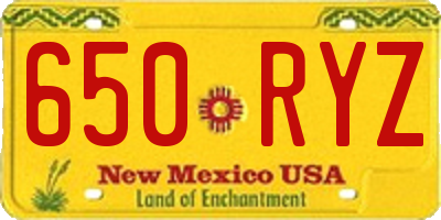 NM license plate 650RYZ
