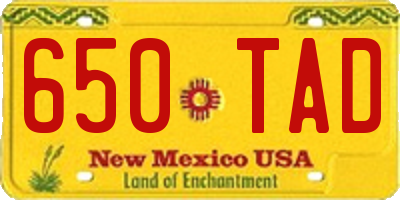 NM license plate 650TAD