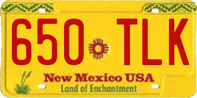 NM license plate 650TLK
