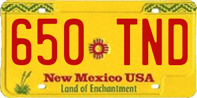 NM license plate 650TND