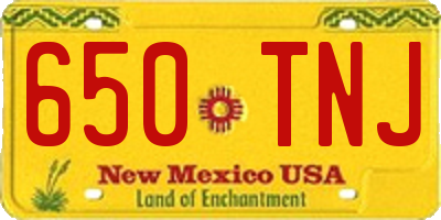 NM license plate 650TNJ
