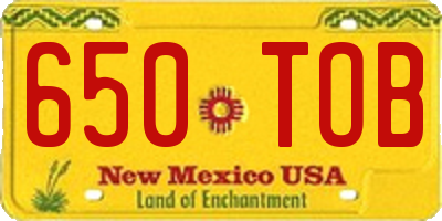 NM license plate 650TOB