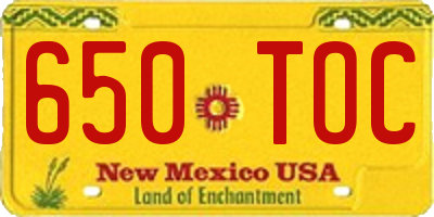 NM license plate 650TOC