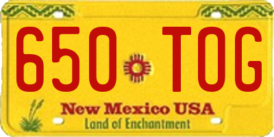 NM license plate 650TOG