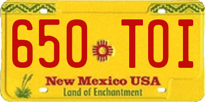 NM license plate 650TOI