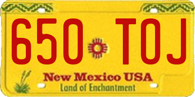 NM license plate 650TOJ