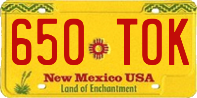 NM license plate 650TOK