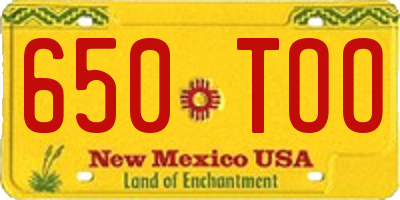 NM license plate 650TOO