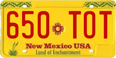 NM license plate 650TOT