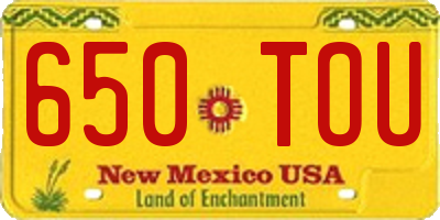 NM license plate 650TOU