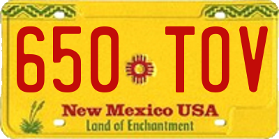 NM license plate 650TOV