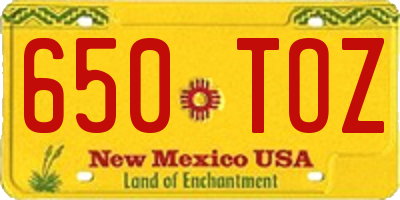 NM license plate 650TOZ