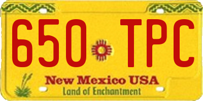 NM license plate 650TPC