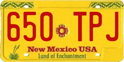 NM license plate 650TPJ