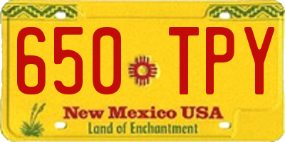 NM license plate 650TPY