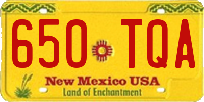 NM license plate 650TQA