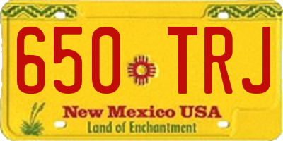 NM license plate 650TRJ
