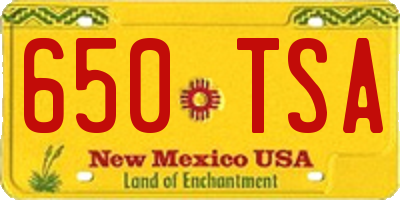 NM license plate 650TSA