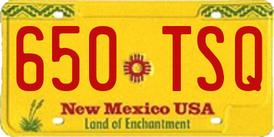 NM license plate 650TSQ