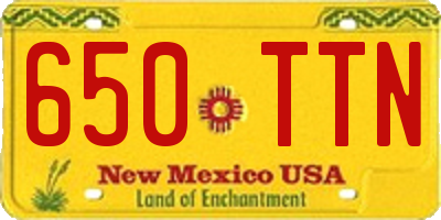 NM license plate 650TTN