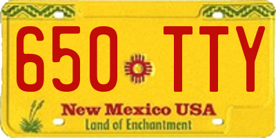 NM license plate 650TTY