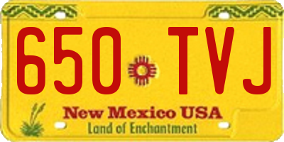 NM license plate 650TVJ