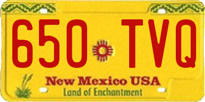NM license plate 650TVQ