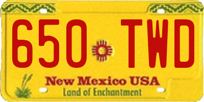 NM license plate 650TWD