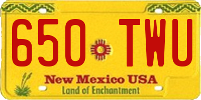 NM license plate 650TWU