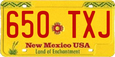 NM license plate 650TXJ