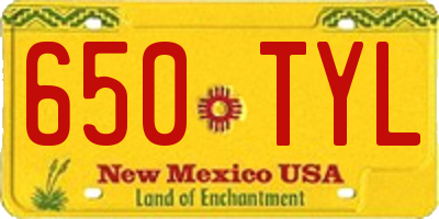 NM license plate 650TYL