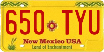 NM license plate 650TYU