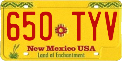NM license plate 650TYV