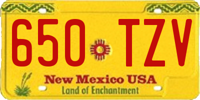 NM license plate 650TZV