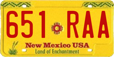 NM license plate 651RAA