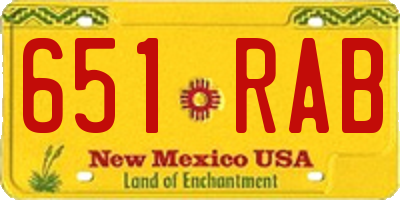 NM license plate 651RAB