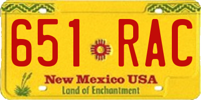 NM license plate 651RAC