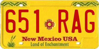 NM license plate 651RAG