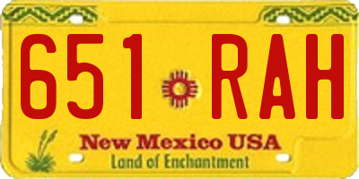 NM license plate 651RAH