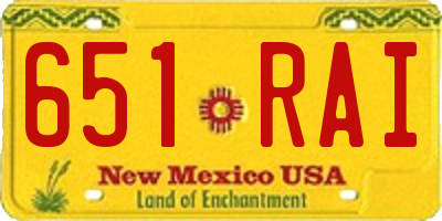 NM license plate 651RAI