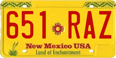 NM license plate 651RAZ
