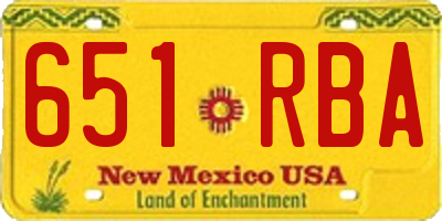 NM license plate 651RBA
