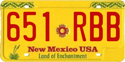 NM license plate 651RBB