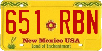 NM license plate 651RBN