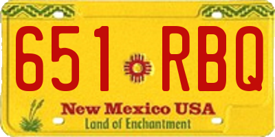 NM license plate 651RBQ